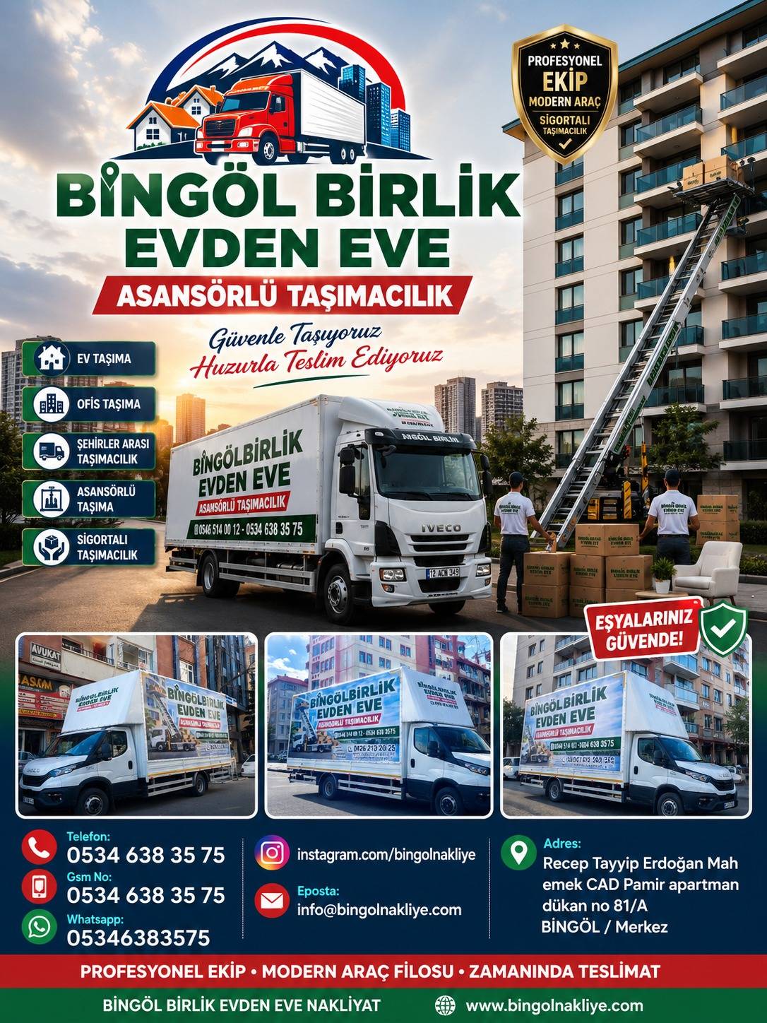 Bingöl birlik evden eve taşımacılık