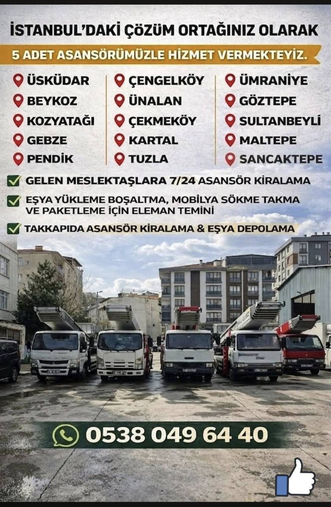 İst Anadolu Yakası ve Gebze Kiralık Asansör