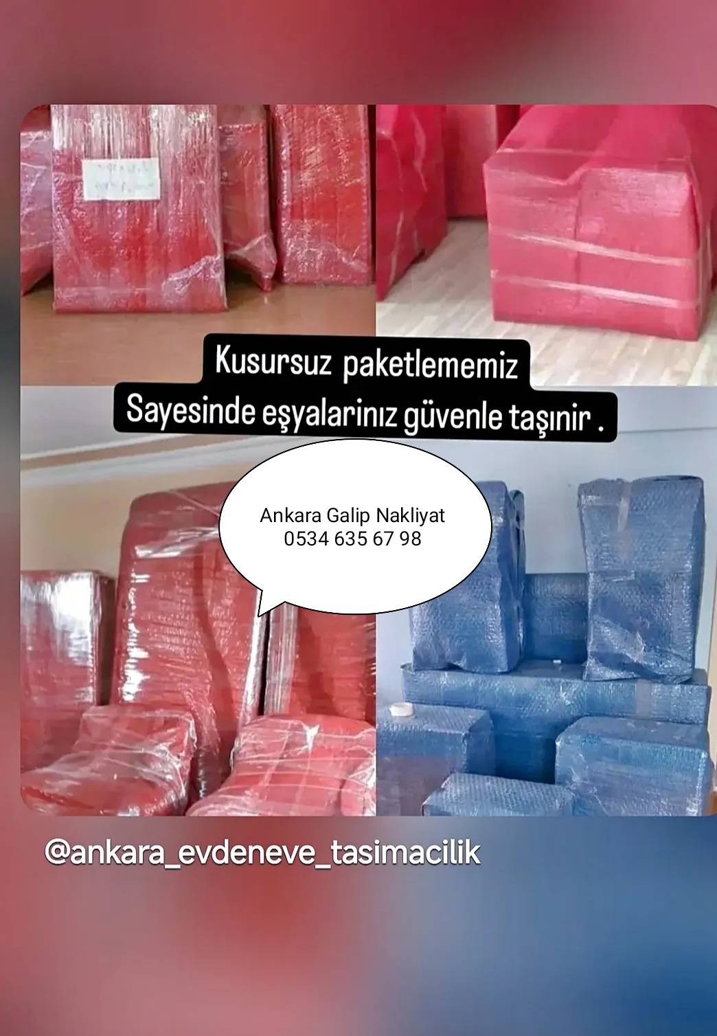 Ankara evden eve nakliyat firmalari arasinda ilk siralarda yer alan firmamiz musteri memnuniyetini daima ilk planda tutmaya çalisan firmamiz size daha iyi bir hizmet vermek için 81 ile evden eve nakliyat hizmeti vermektedir. Asansörlu sigortall marangozlu bir sekilde hizmet vermektedir.Ankara merkezli olan firmamiz Türkiyenin 81 iline hizmet vermektedir. 0534 635 67 98